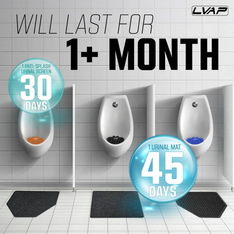 LVAP Urinal Mats (12 Pack) - High Absorbent Mats for Men's Restrooms - Mat Man. Large, Black, 12 PCS - Image 5
